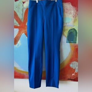 TALBOTS Pants Size 2 Solid Blue Side Zipper Mid Rise Slim Leg Ankle Length
